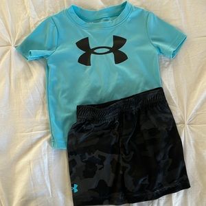 Under armor shorts set size 18 months toddler boy.